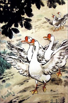 中国の伝統芸術 Painting - 徐北紅ガチョウの古い中国人